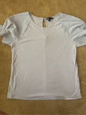 Banana Republic Light Gray Puff Sleeve Keyhole Top